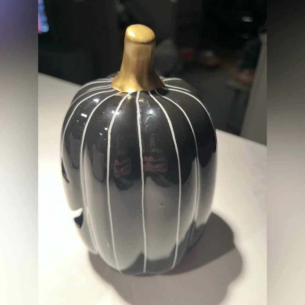 Target bullseye’s playground ceramic LED light up pumpkin. Black w/white stripes